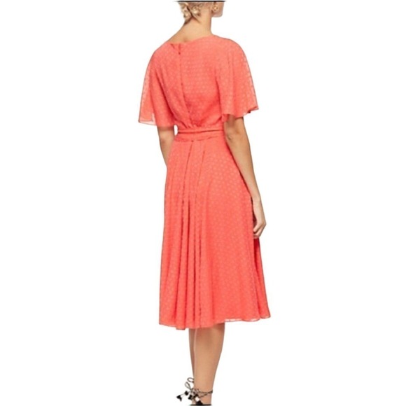 KATE SPADE Coral silk blend Clipped Chiffon A- Line Dress size 6 - Picture 2 of 10